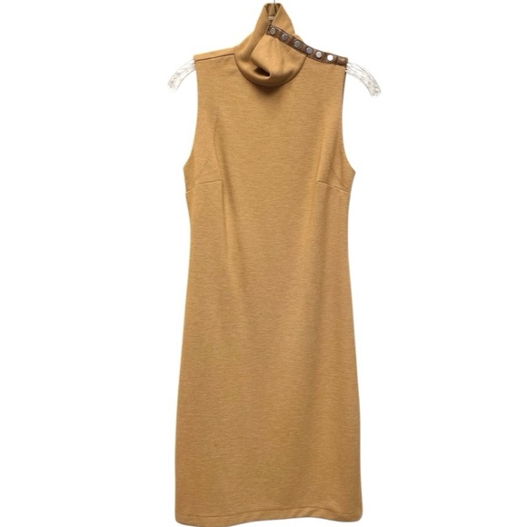 Ralph Lauren Sport Sleeveless Stretch Leather Snap Mock Neck Midi Dress Small - Picture 3 of 9